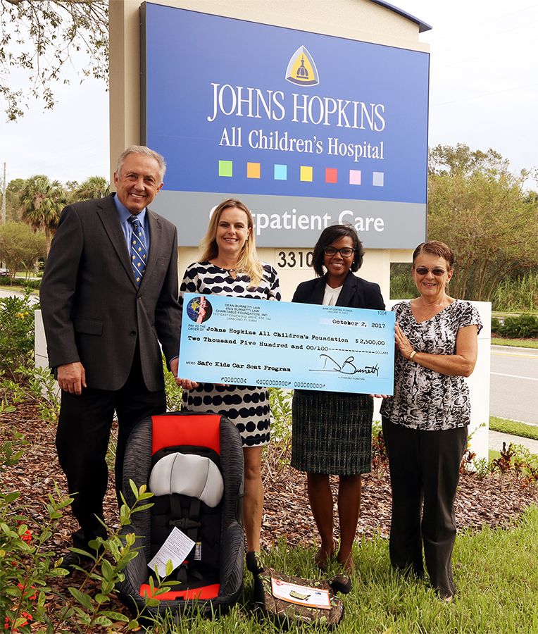Dean Burnetti Law, Central Florida's Best Personal Injury Law Firm, Donates $2,500 to Safe Kids Car Seat Program to Benefit 125 Local Children